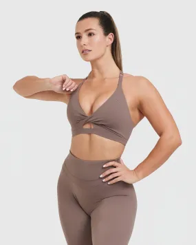 Cool Brown Unified Twist Sports Bra