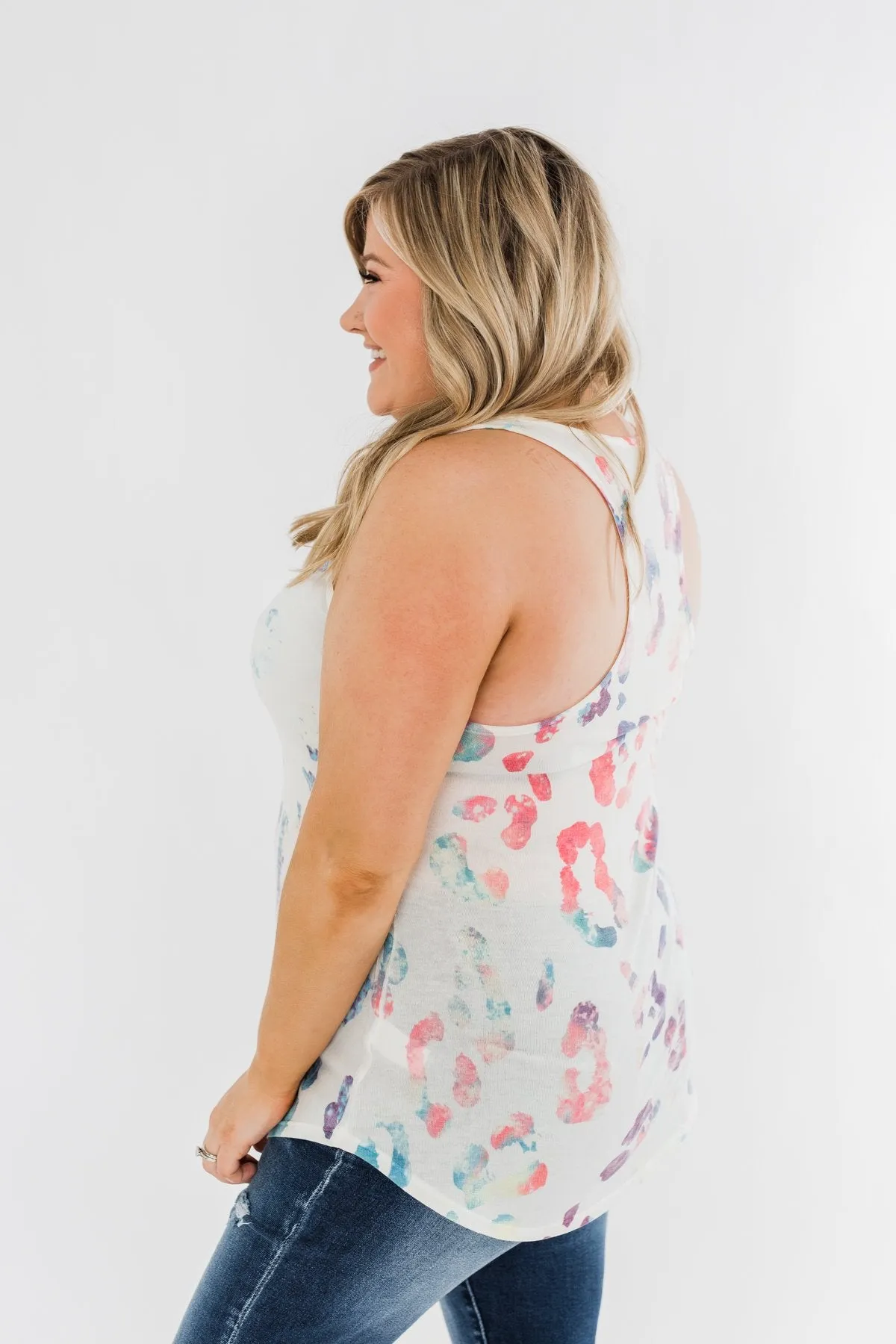 Ivory Bursting In Color Racerback Tank