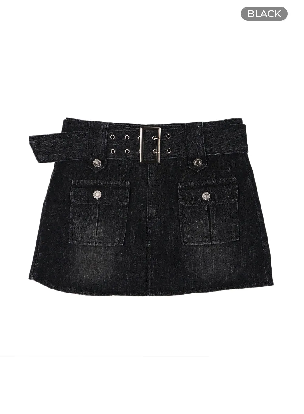 Trendy Mini Skirt with Buckle Detail