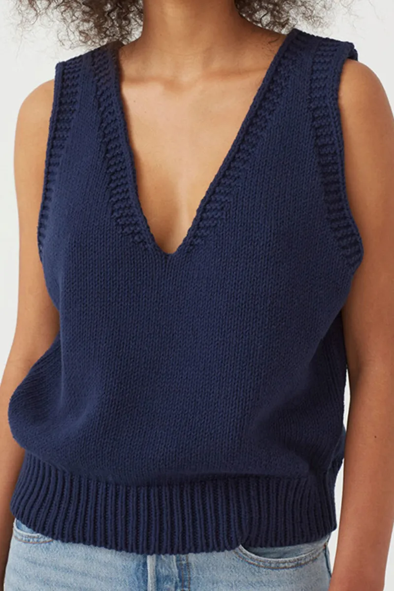 Casual Solid Basic V Neck Tops Sweater