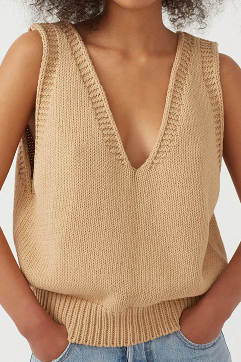 Casual Solid Basic V Neck Tops Sweater