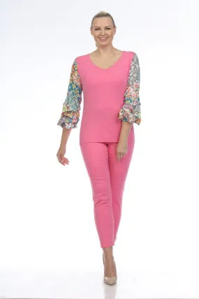 Cheryl Pink Puff Sleeve Top