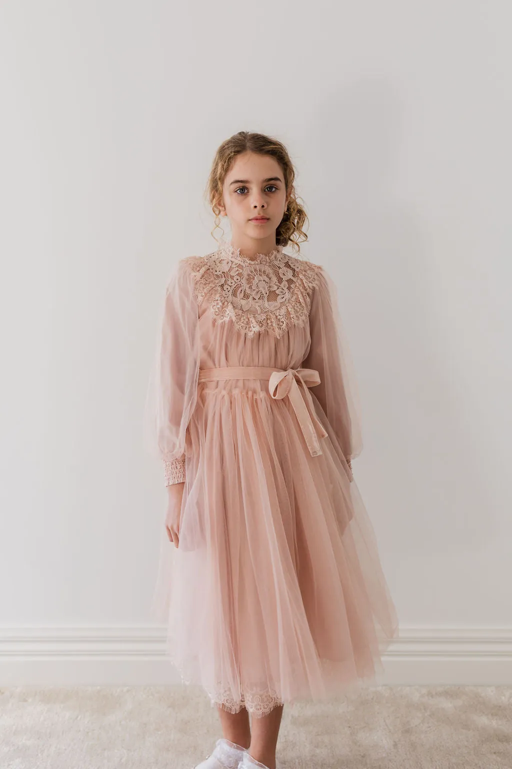 French Lace Tulle Babydoll Dress MIDI