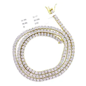 Diamond Tennis Chain 3MM 3.02cttw Miracle Setting 10K Yellow Gold