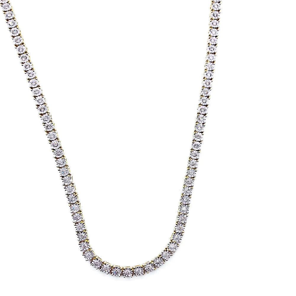 Diamond Tennis Chain 3MM 3.02cttw Miracle Setting 10K Yellow Gold