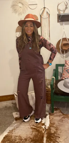 Chocolate Brown Overalls