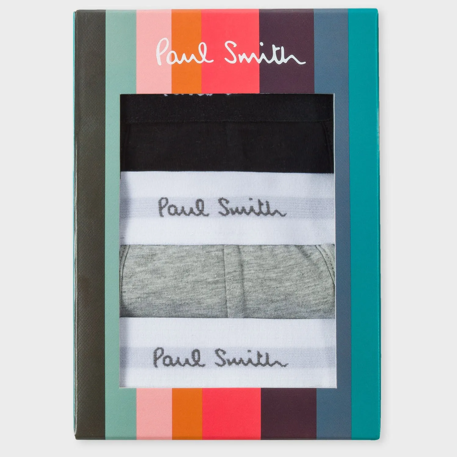 Men's Classic Boxer Briefs Three Pack in Black, White and Grey by Paul Smith