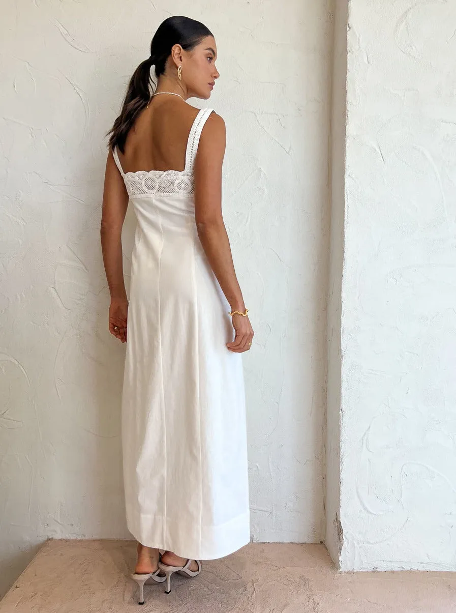 Clea Cecilia Lace Longline Dress in Chalk