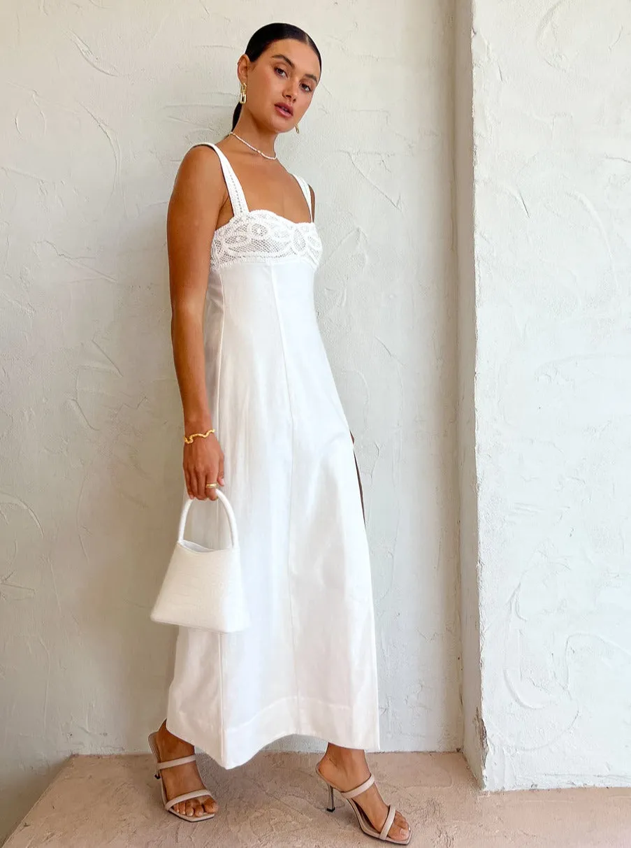 Clea Cecilia Lace Longline Dress in Chalk