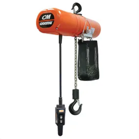 CM® Lodestar® 3512NHLC Model J Single Reeving Less Chain Electric Chain Hoist, 0.5 ton Load, 0.312 x 0.8583 in Chain/Rope, 1 hp 