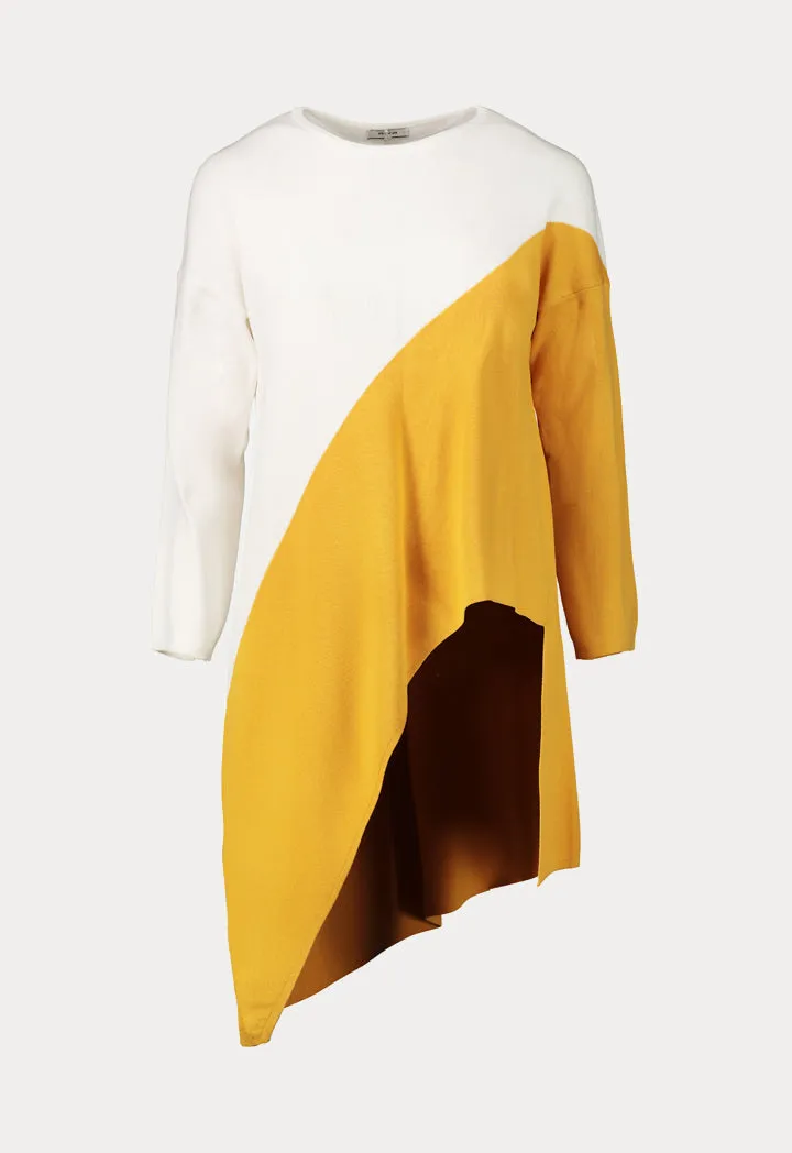 Asymmetric Colorblock Knit Top