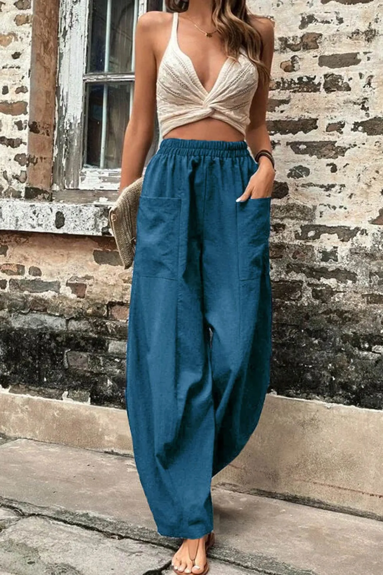 Comfortable Harem Pants with Elastic Waist