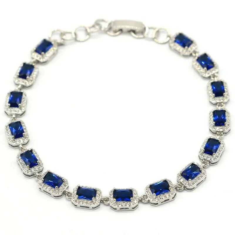 Blue Sapphire Gemstone Tennis Bracelet