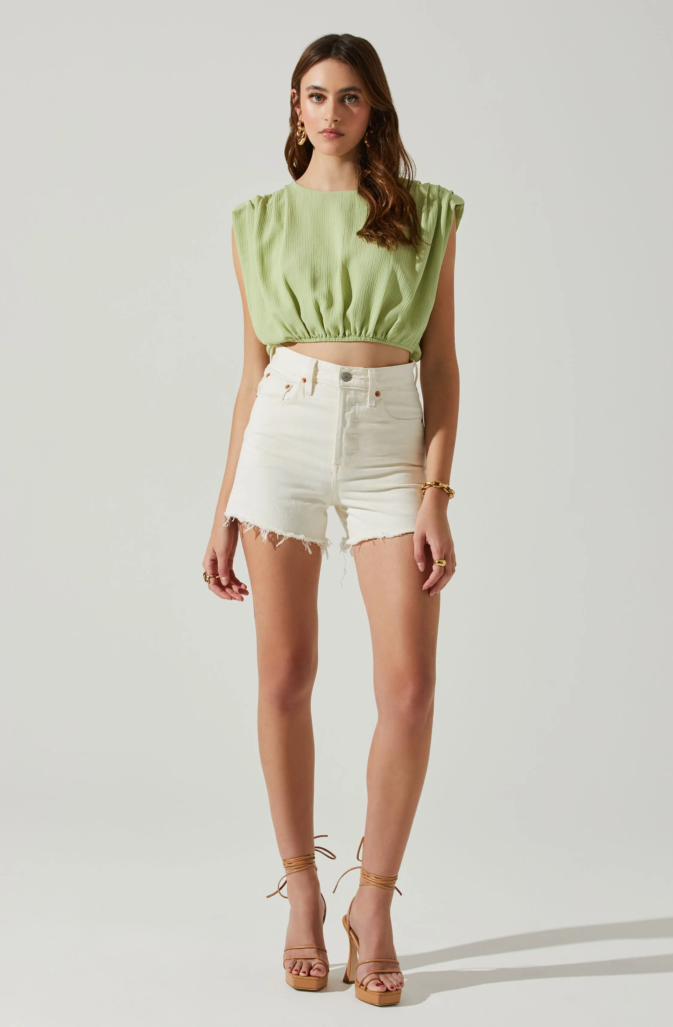 Cropped Balloon Hem Top