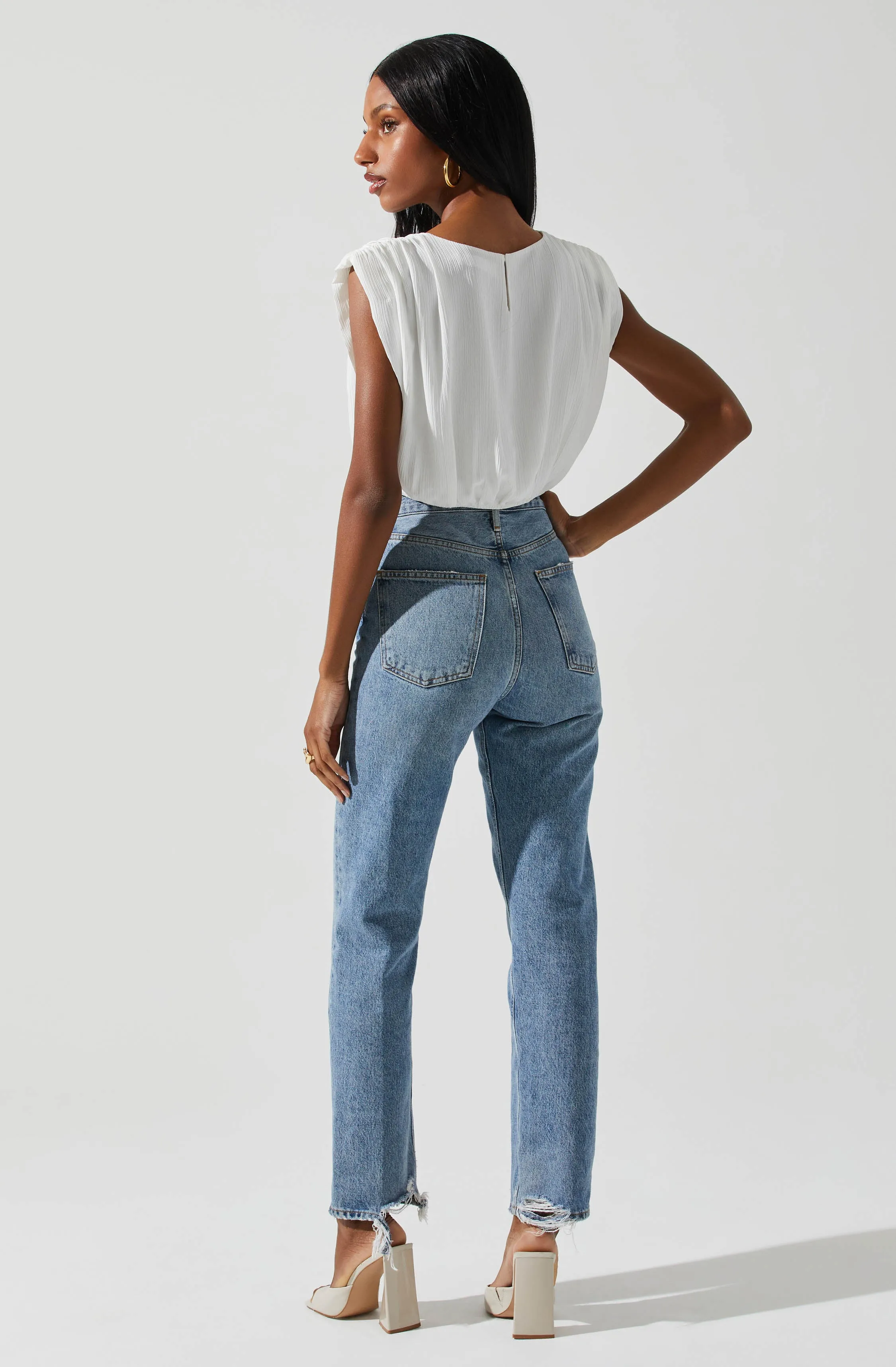 Cropped Balloon Hem Top