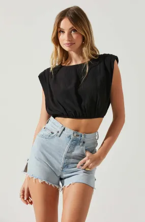 Cropped Balloon Hem Top