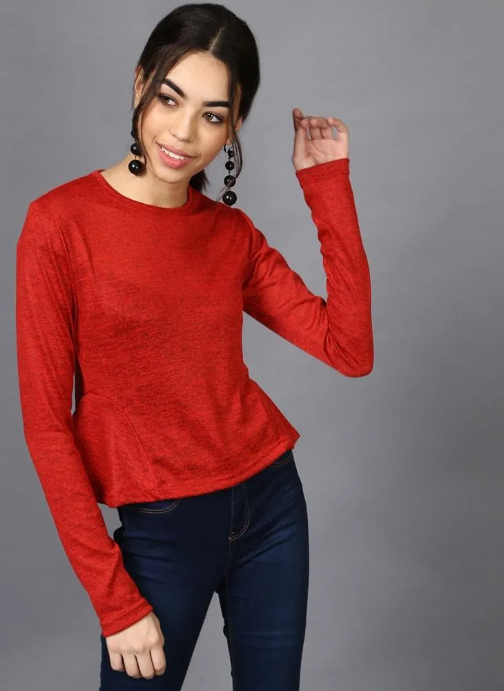 Flared Insert Bright Red Crop Top