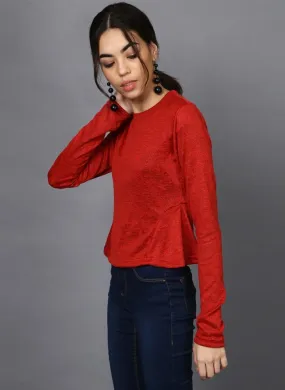 Flared Insert Bright Red Crop Top