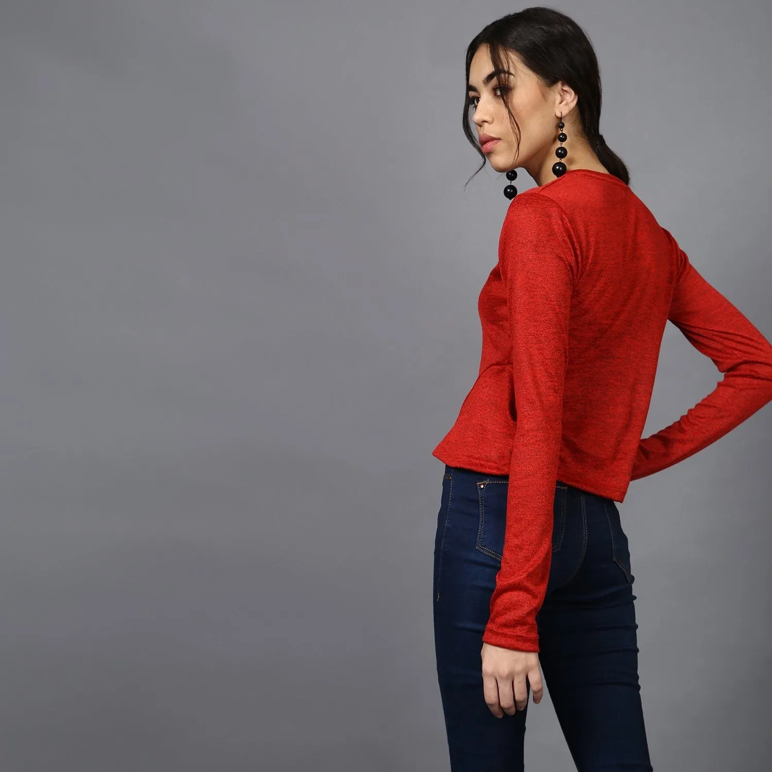 Flared Insert Bright Red Crop Top