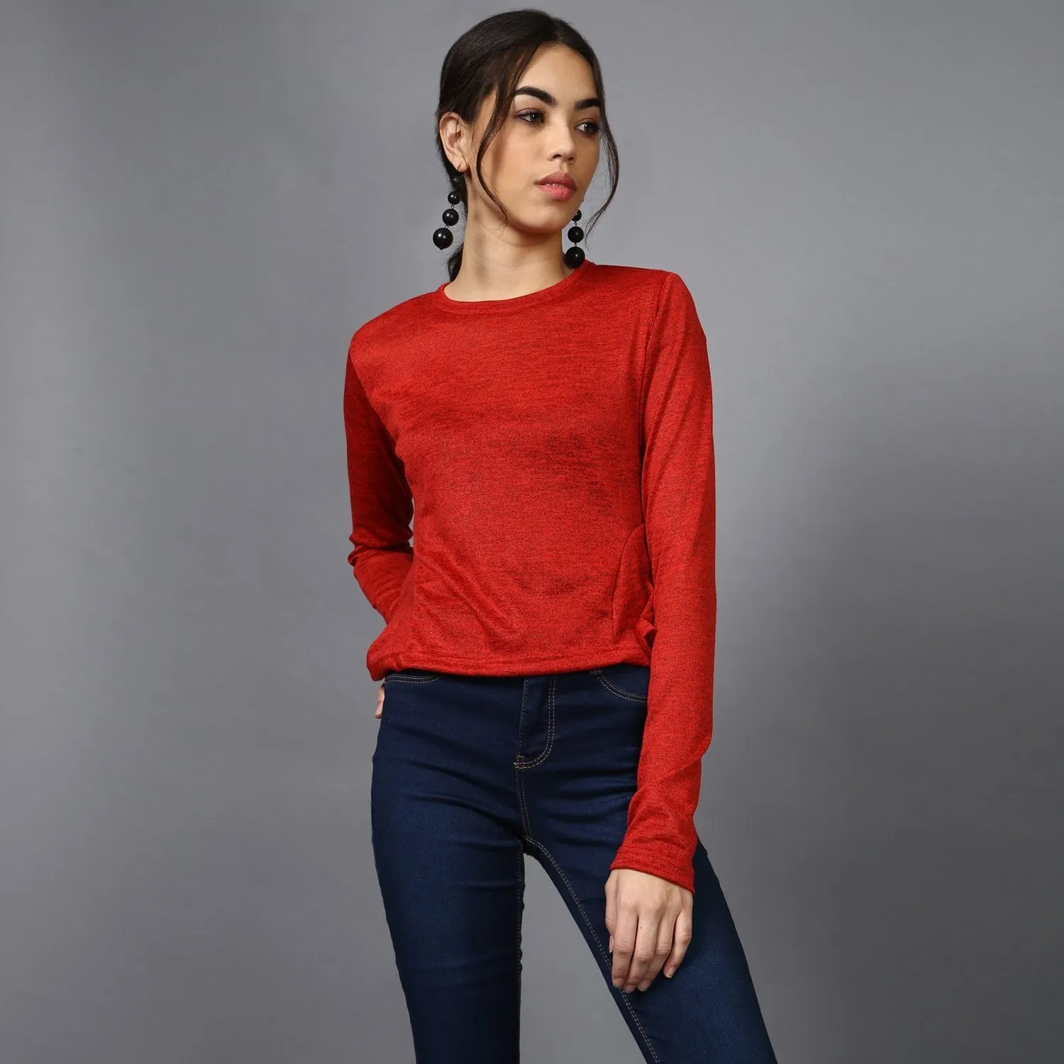 Flared Insert Bright Red Crop Top