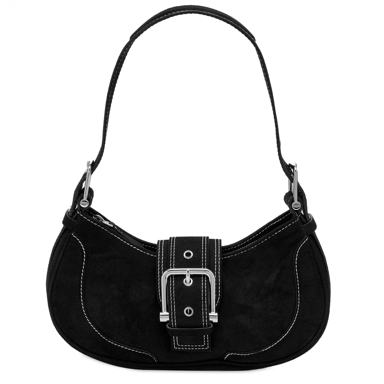 Denim Black Brocade Hobo Bag by OSOI