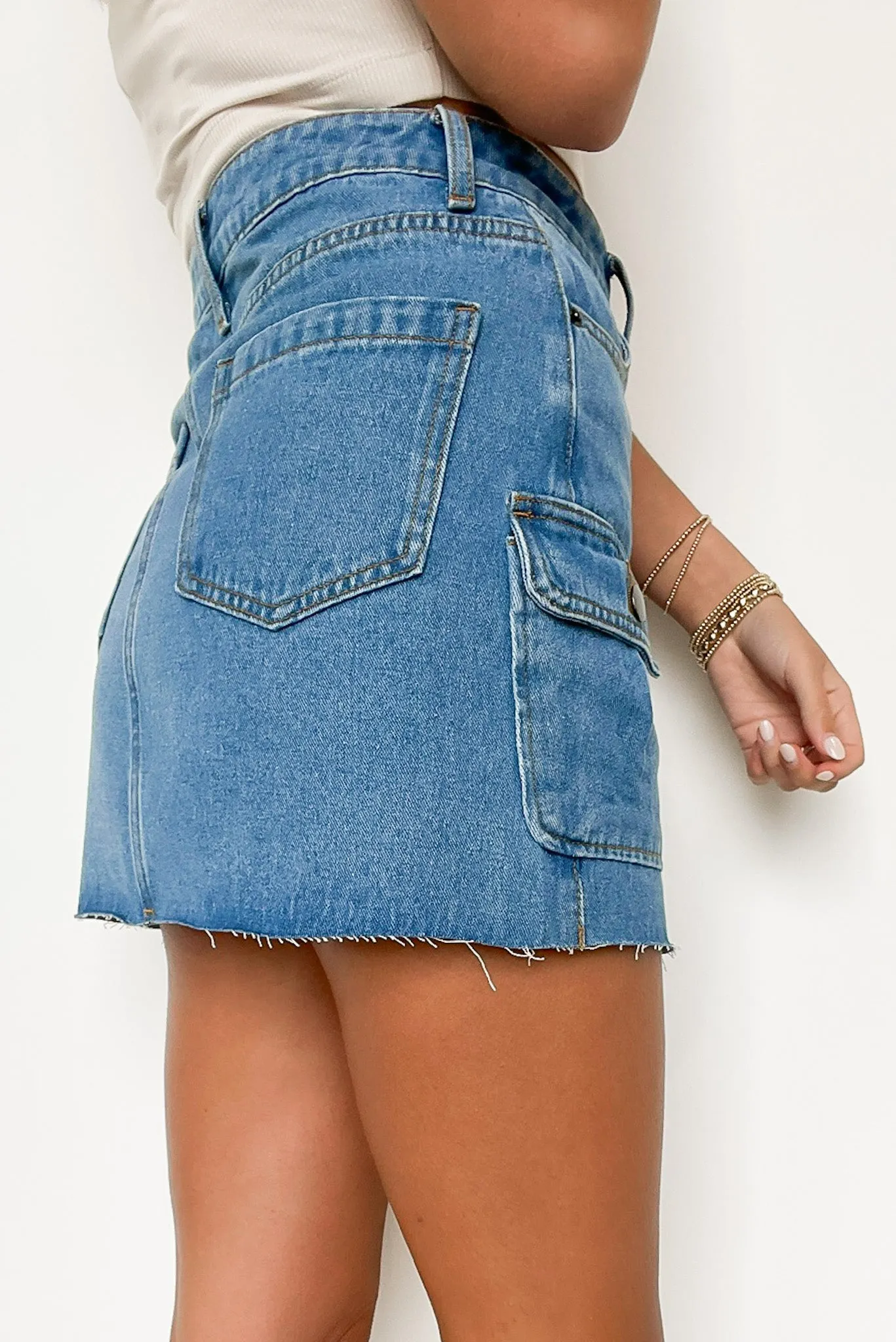 Bold Presence Denim Cargo Skirt - Clearance