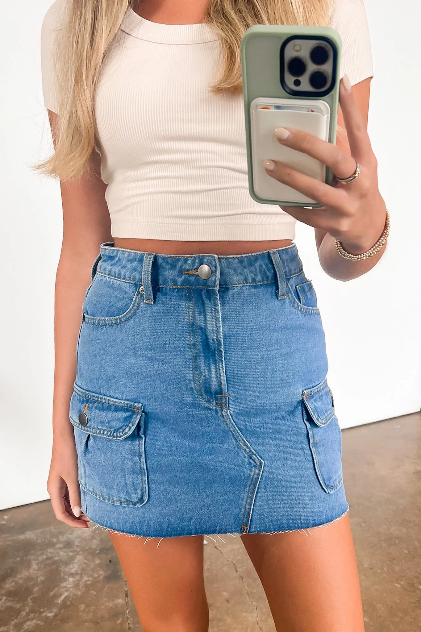 Bold Presence Denim Cargo Skirt - Clearance