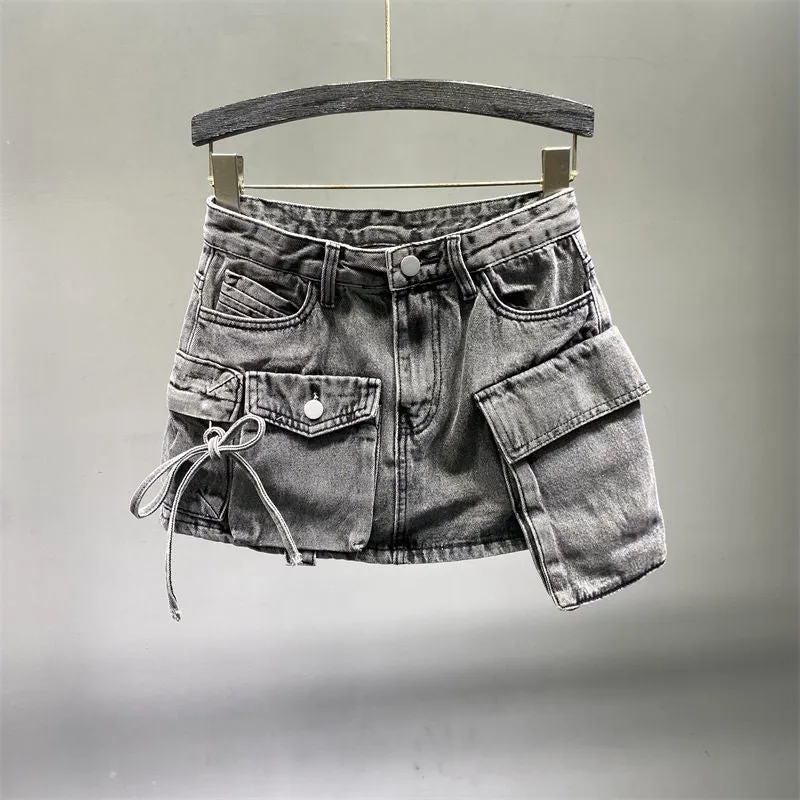 Denim Cargo Skort