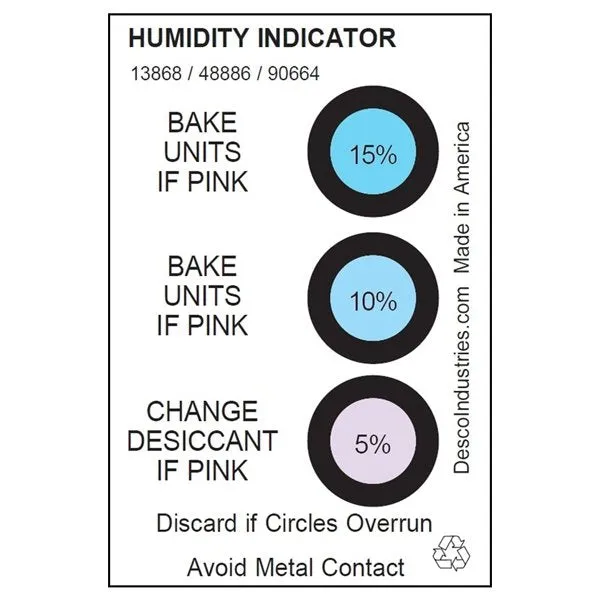 Desco Humidity Indicator Card - 5, 10 & 15%, Pack 125