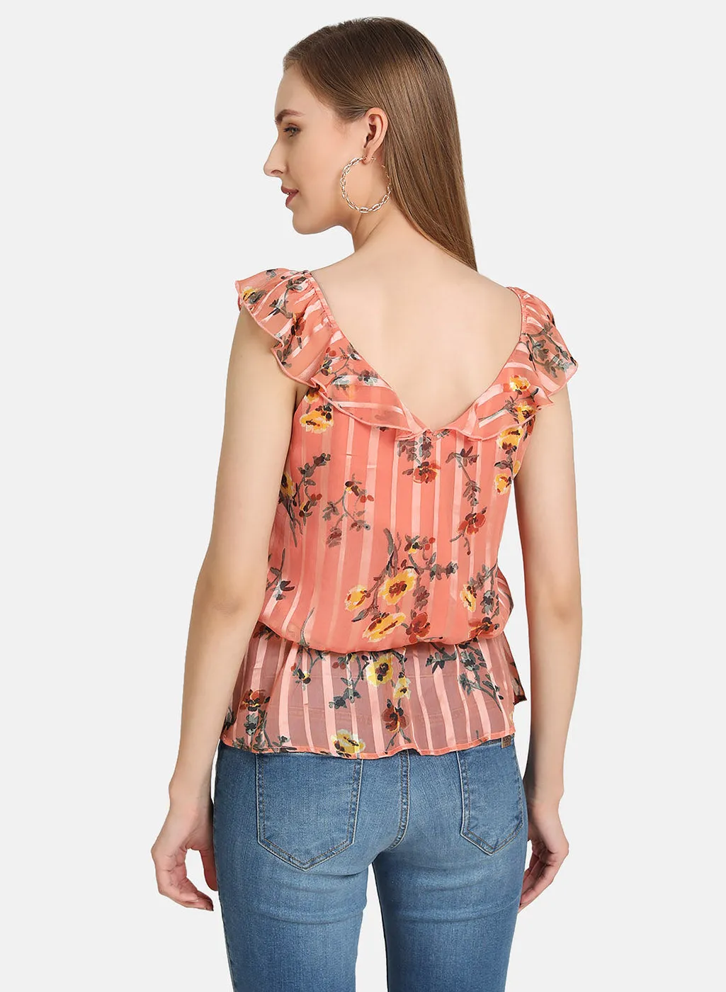 Ruffled Drawstring Top