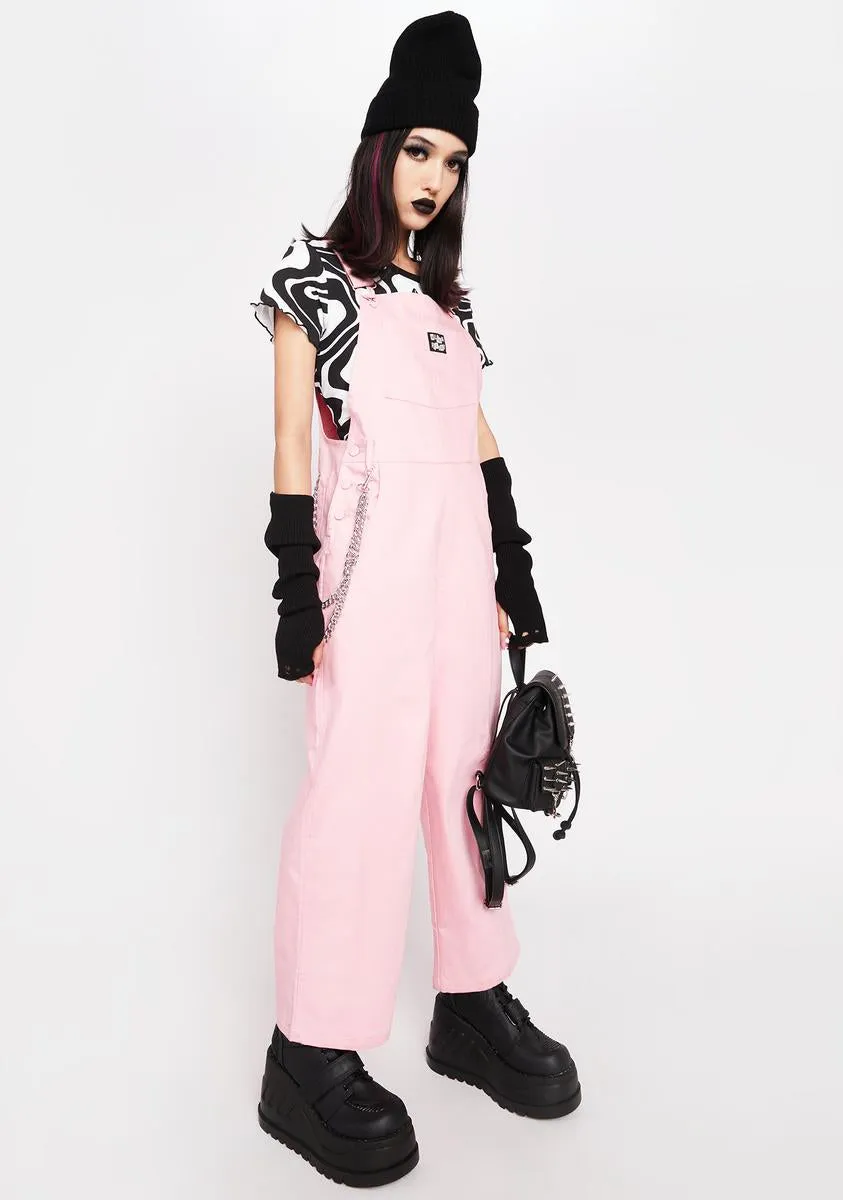 Edgy Pink Punk Overalls