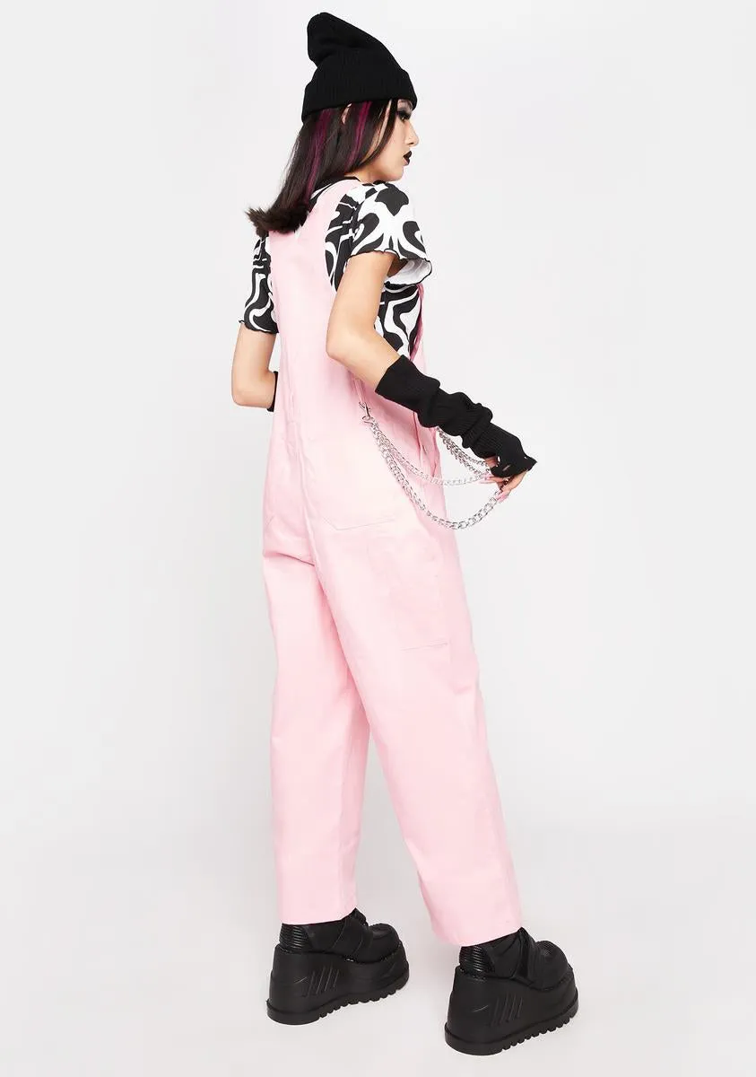 Edgy Pink Punk Overalls