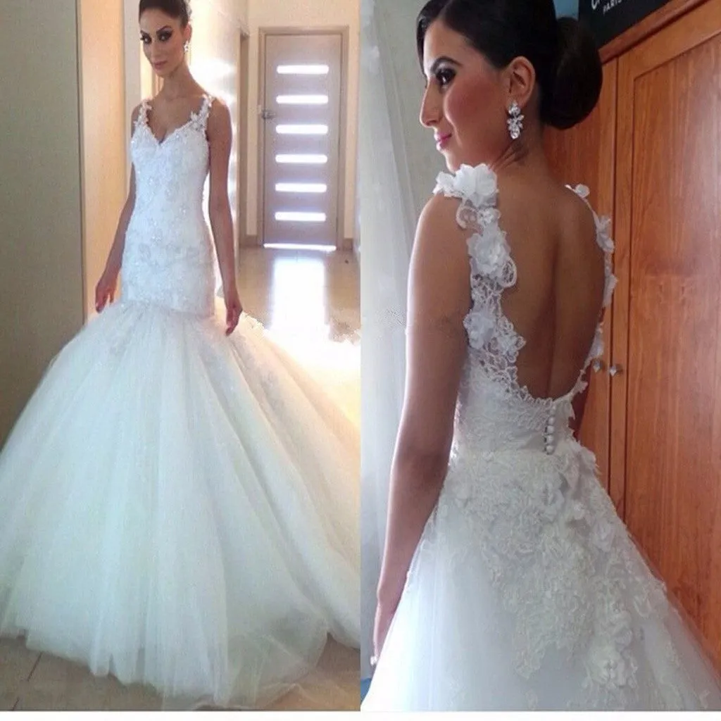 Appliques Mermaid Ball Gown Wedding Dress