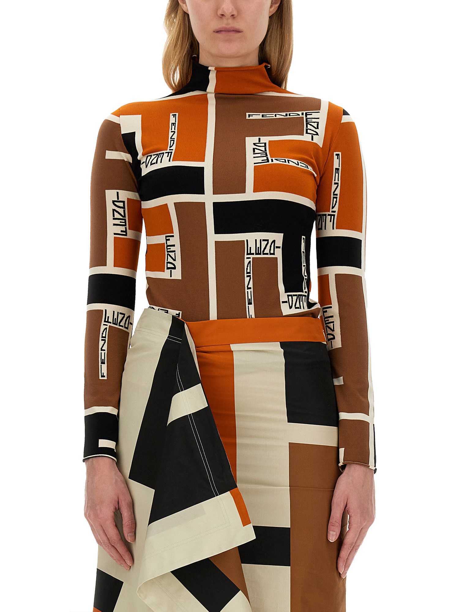 FENDI Printed Knit Bodysuit