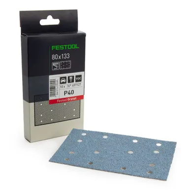 Festool 497127 StickFix P40 Sanding Sheets 80 x 133mm 40 Grit (Pack Of 10)