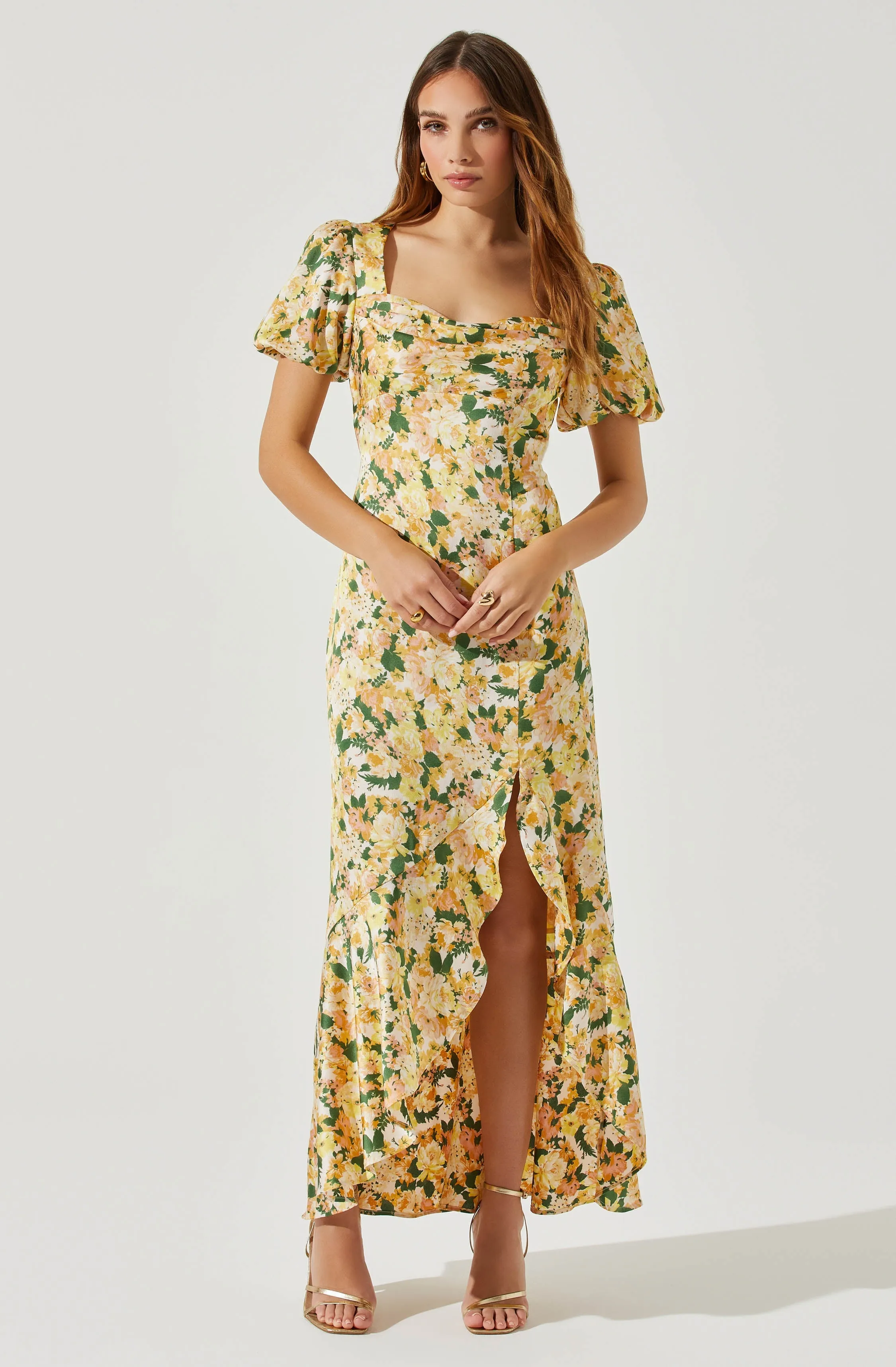 Dayanara Floral Puff Sleeve Maxi Dress