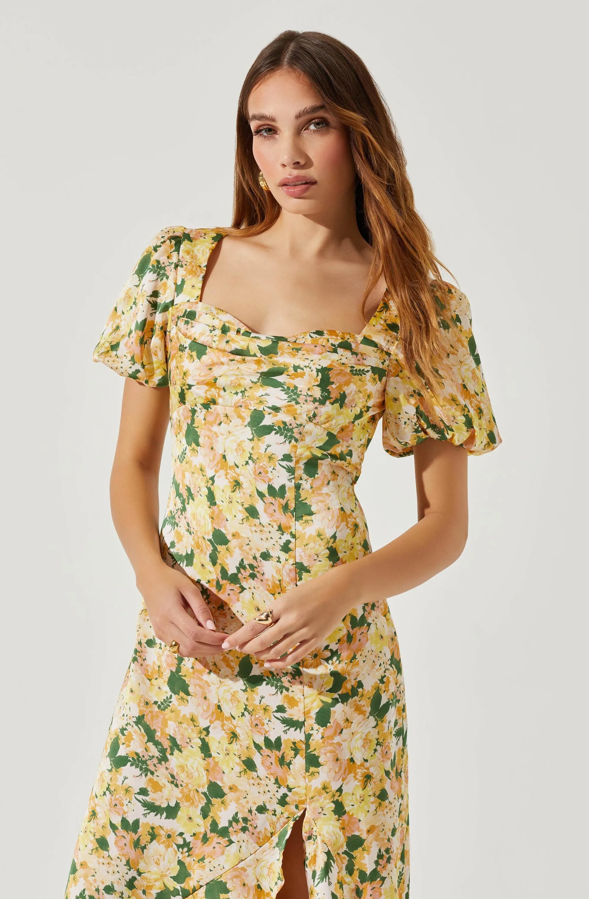 Dayanara Floral Puff Sleeve Maxi Dress