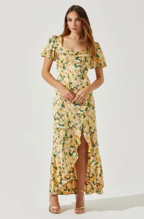 Dayanara Floral Puff Sleeve Maxi Dress