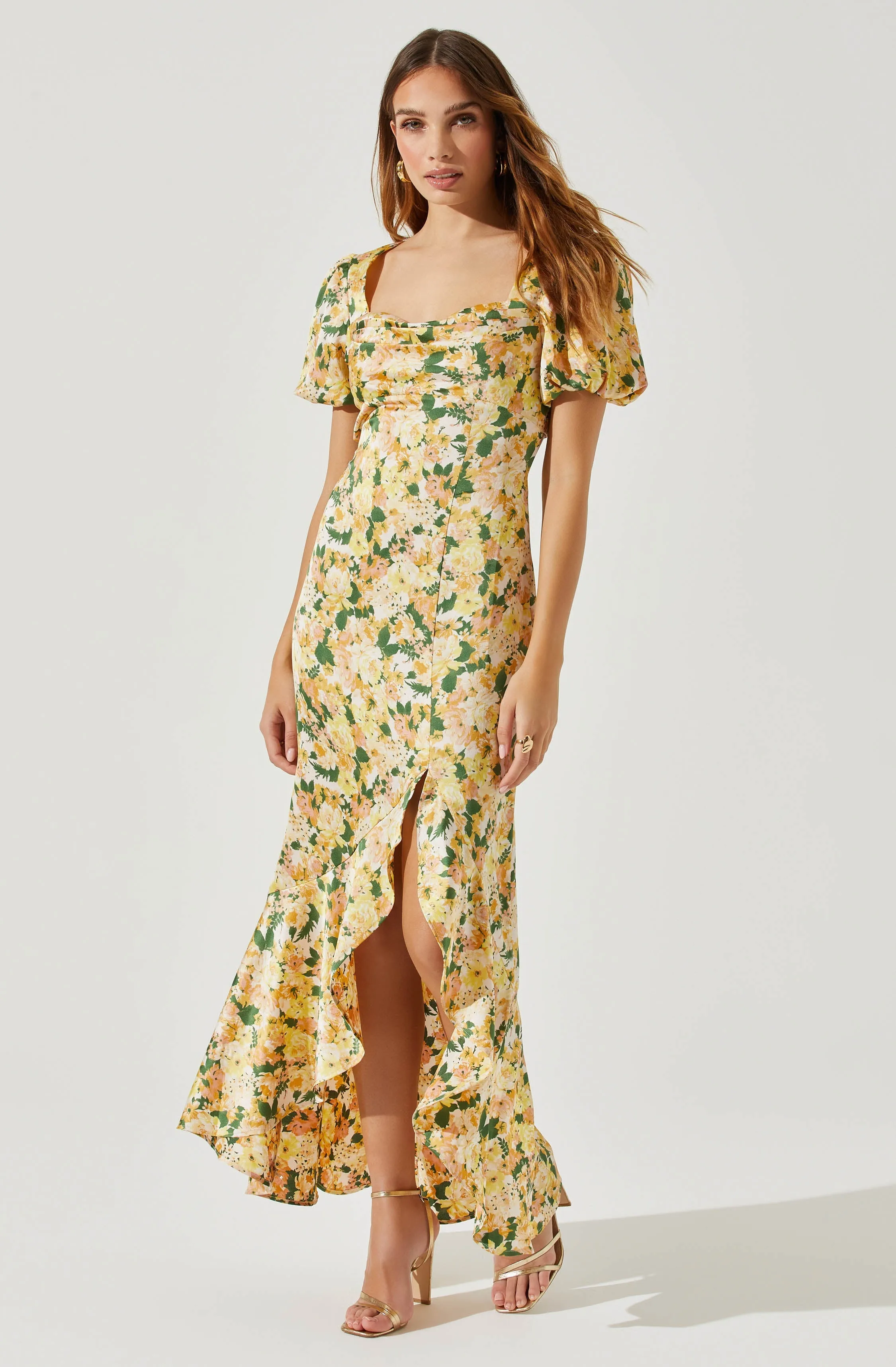 Dayanara Floral Puff Sleeve Maxi Dress