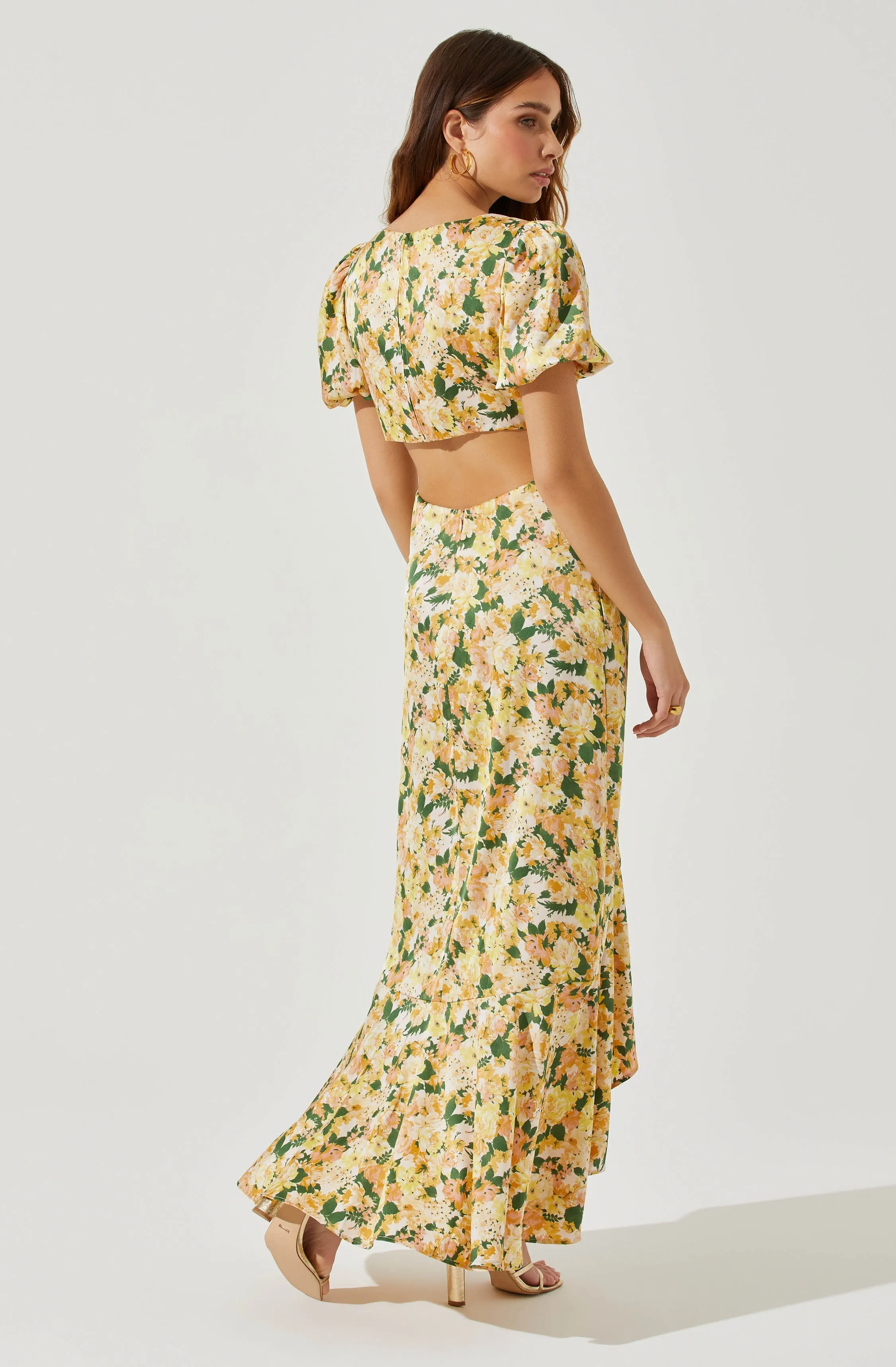 Dayanara Floral Puff Sleeve Maxi Dress