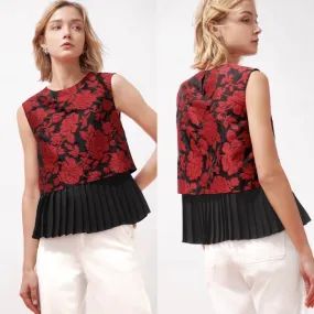 SaturdayClub Casual Style Peplum Blended Fabrics with Floral Patterns