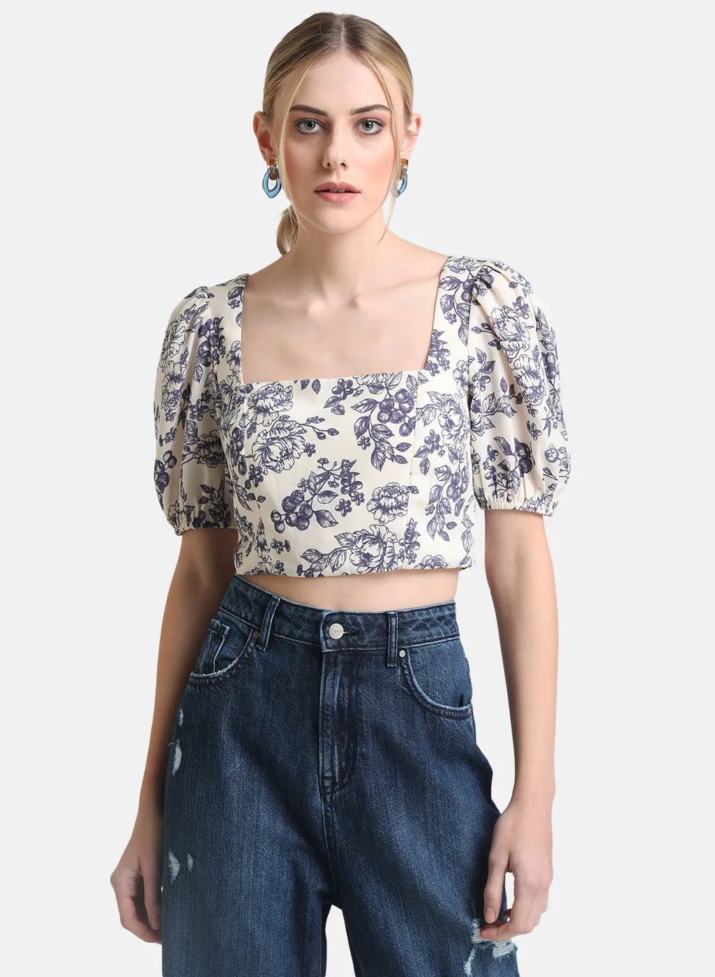 Floral Print Puff Sleeve Top