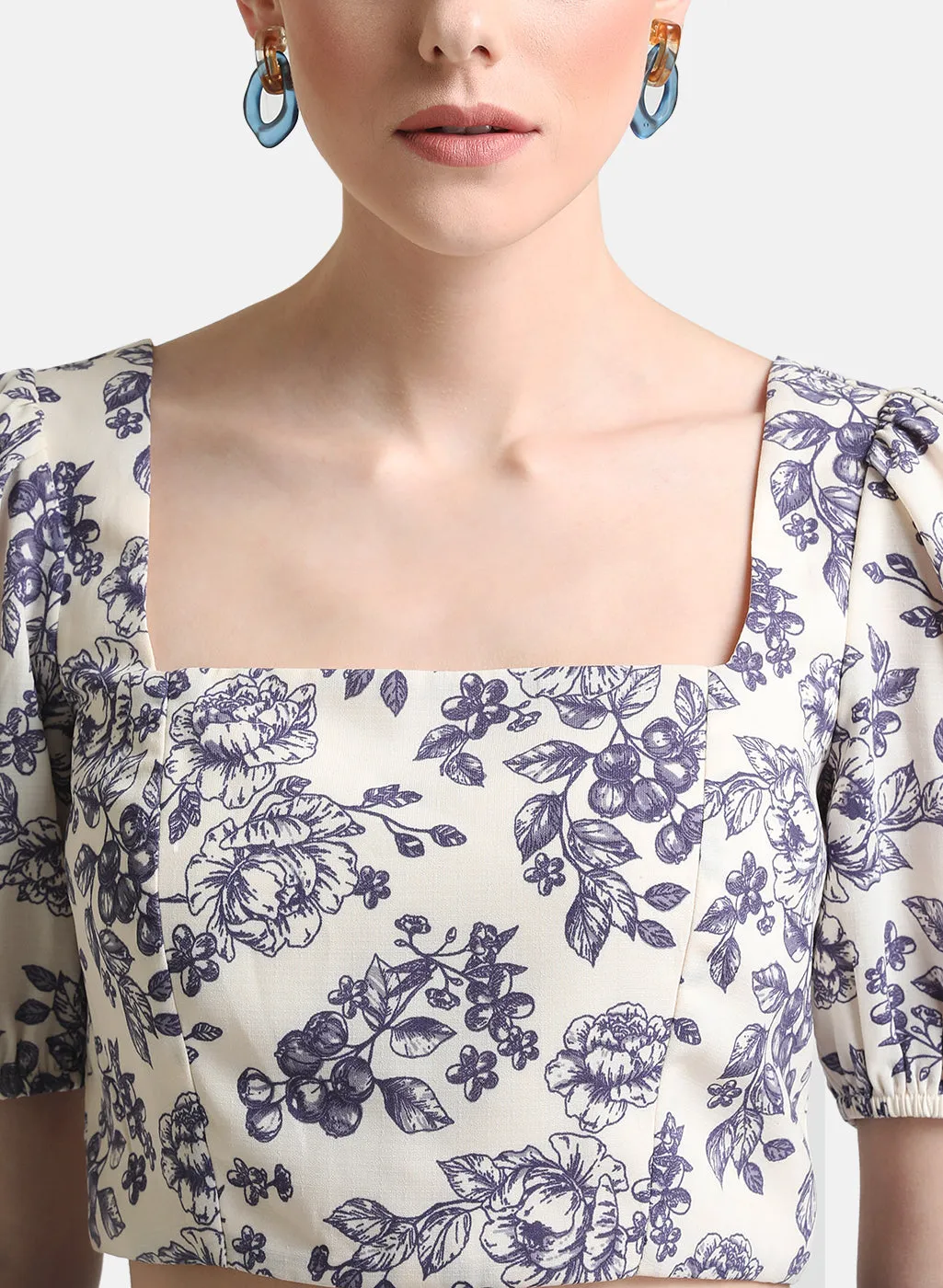 Floral Print Puff Sleeve Top