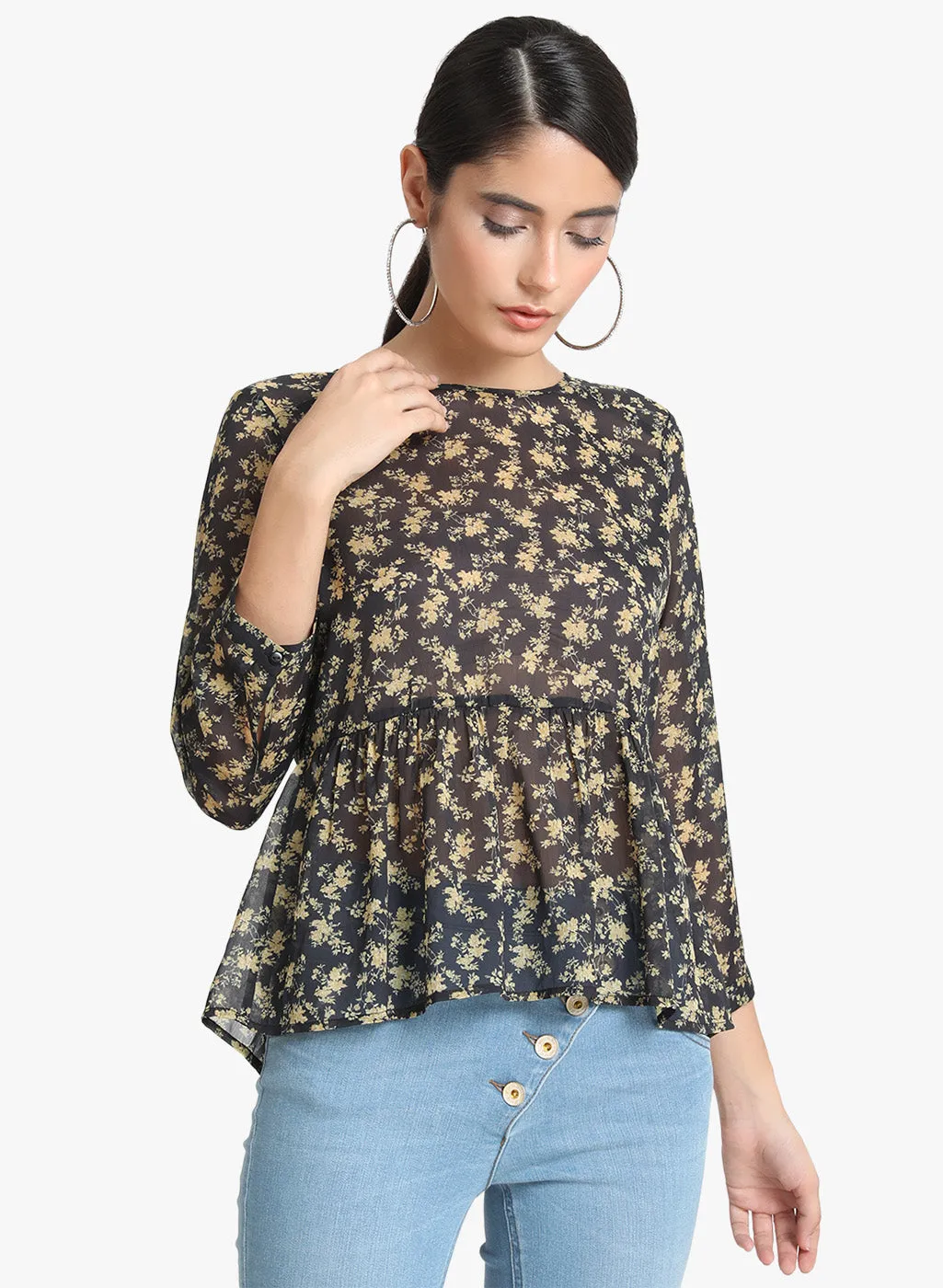 Gathered Peplum Top