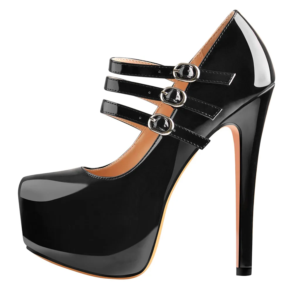 15cm Platform Black Stiletto Pumps