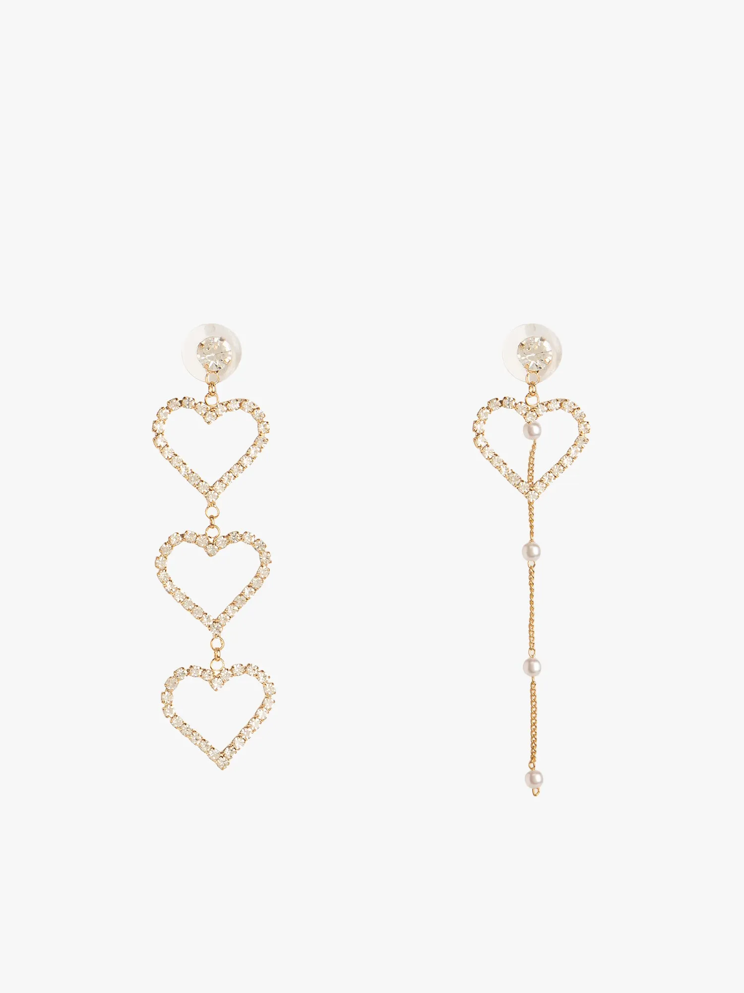 Offbeat Heart Crystal Earrings