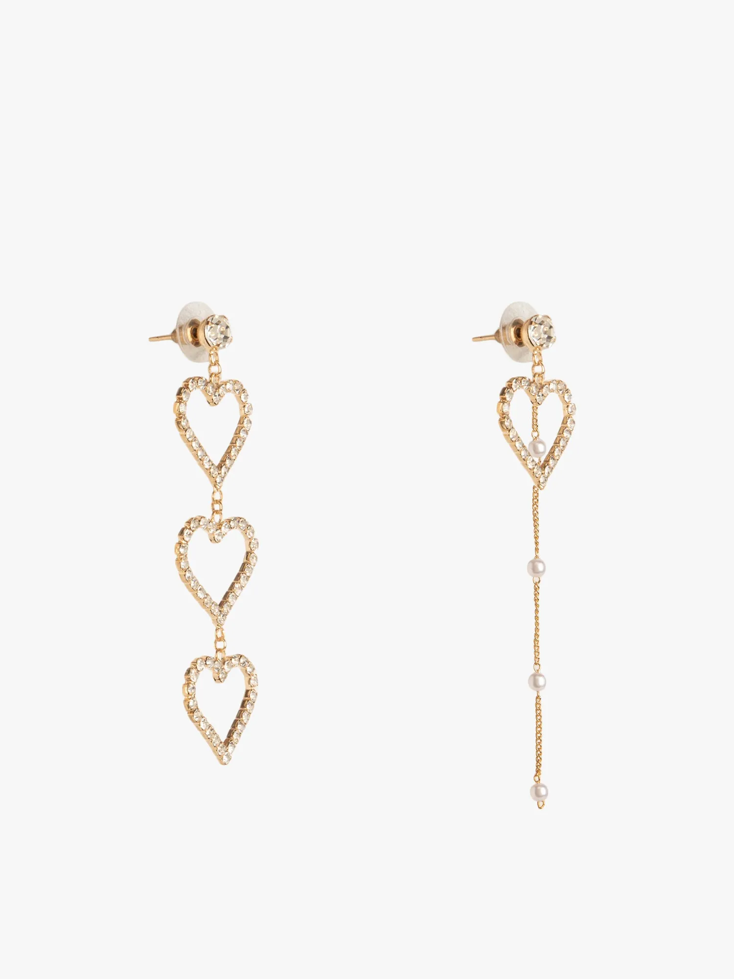 Offbeat Heart Crystal Earrings