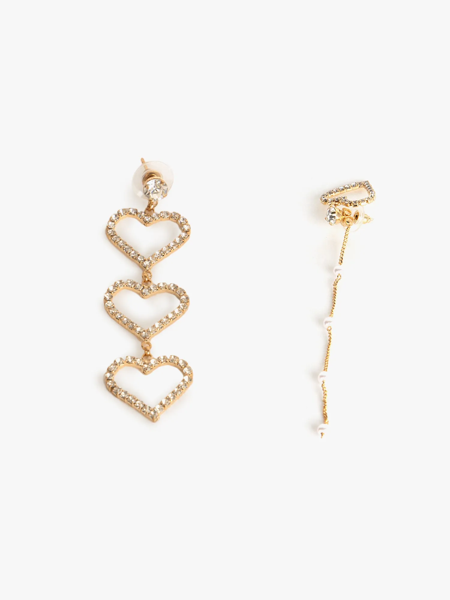 Offbeat Heart Crystal Earrings