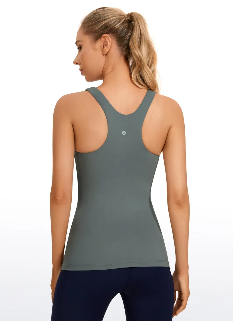 High Neck Racerback Tanks with Built-in Bra