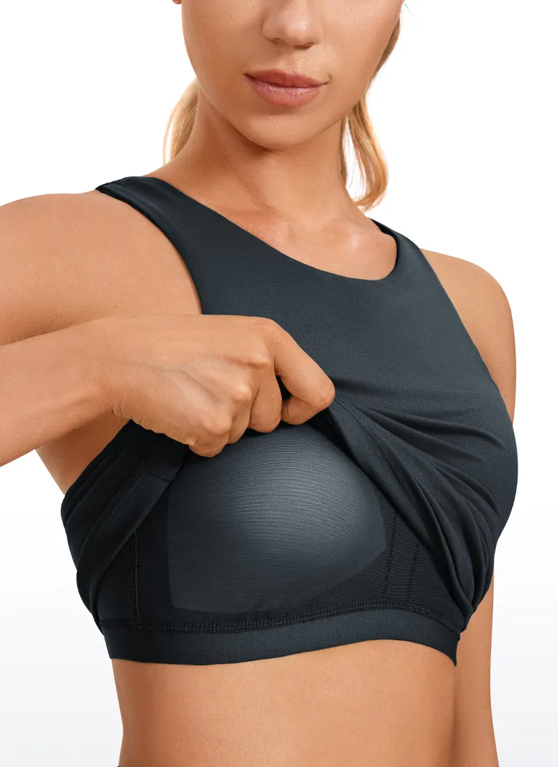 High Neck Racerback Tanks with Built-in Bra